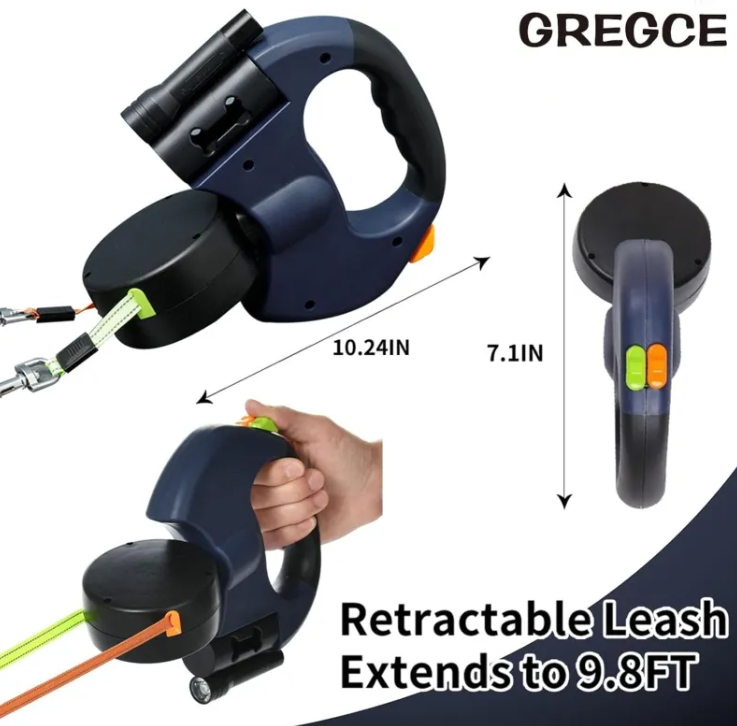 Dual Retractable Dog Leash – 360° Tangle-Free for Small Breeds