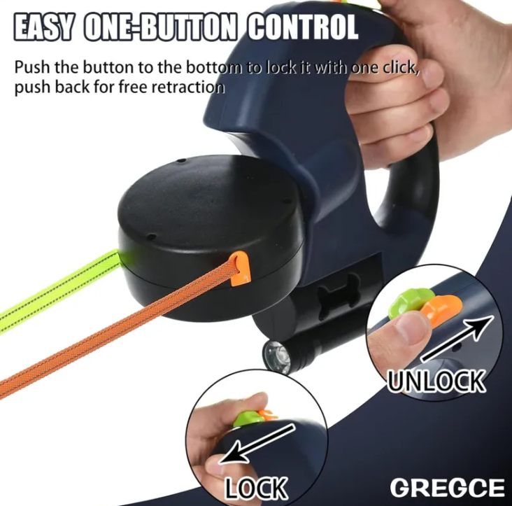 Dual Retractable Dog Leash – 360° Tangle-Free for Small Breeds